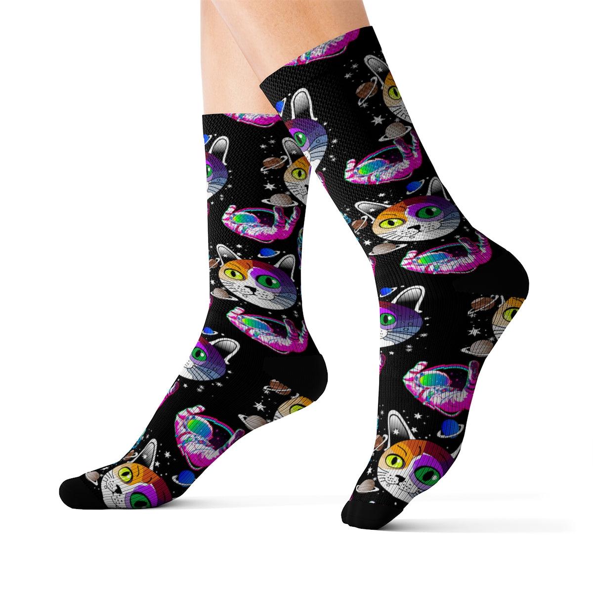 Sock It To Me Space Cats Lot 3 paires chaussettes fantaisies colorées