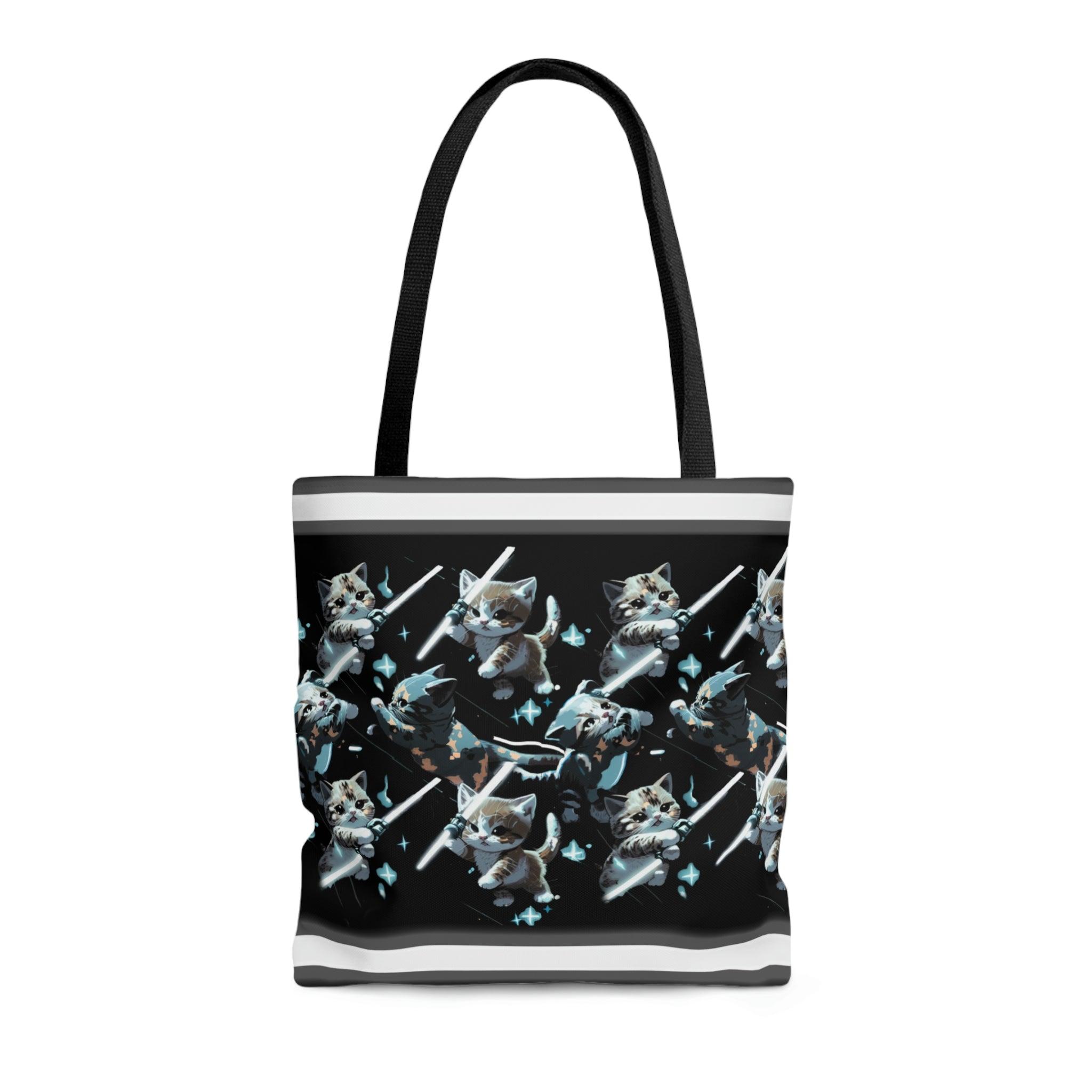 Kitten Wars Tote: Cute and Fierce Cats with Lightsabers - Swag Nuggets