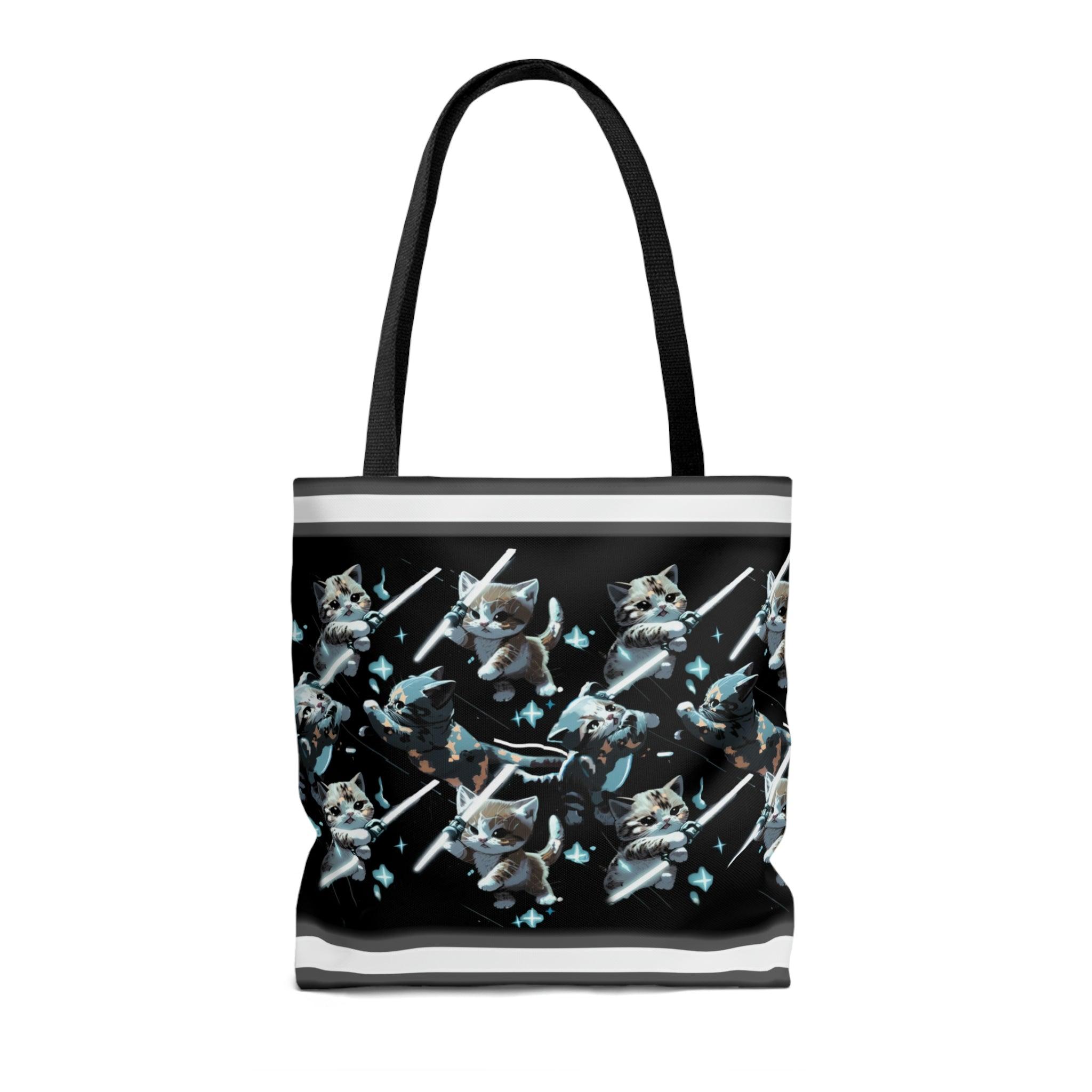 Kitten Wars Tote: Cute and Fierce Cats with Lightsabers - Swag Nuggets