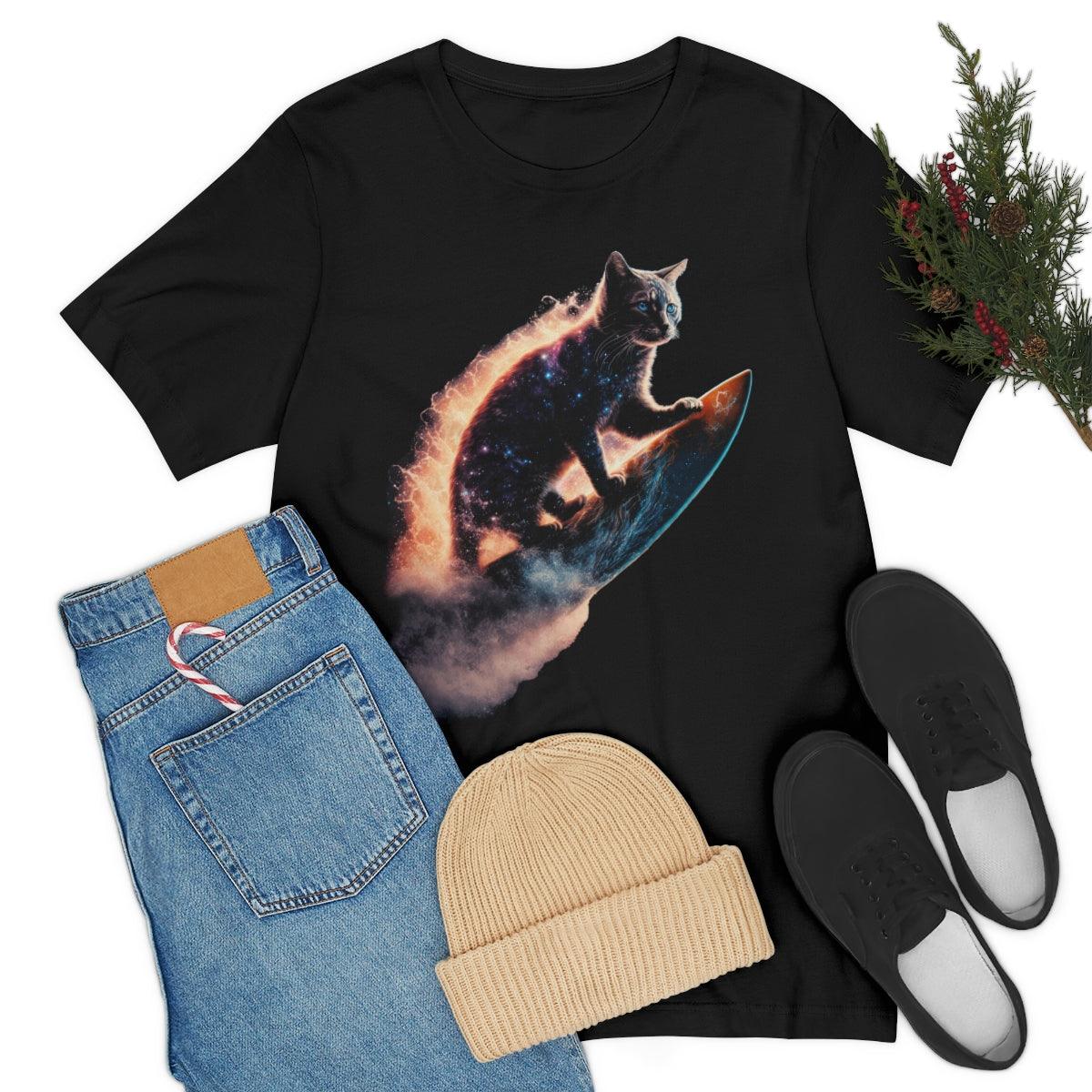 Firestorm Surfer Space Cat Tee - Swag Nuggets