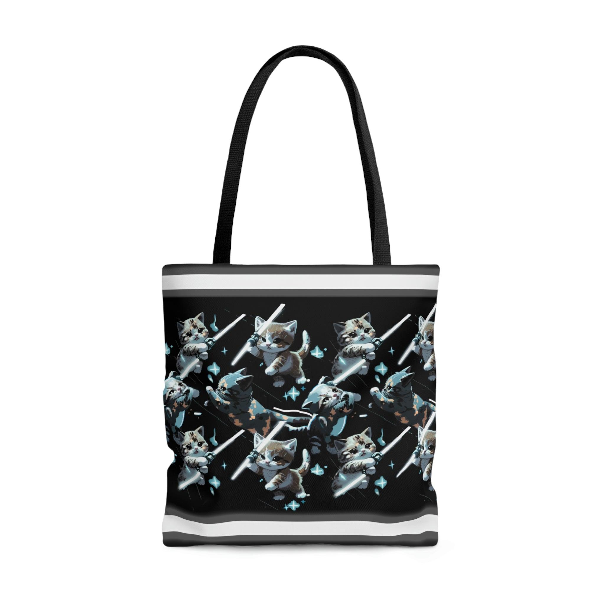 Kitten Wars Tote: Cute and Fierce Cats with Lightsabers - Swag Nuggets