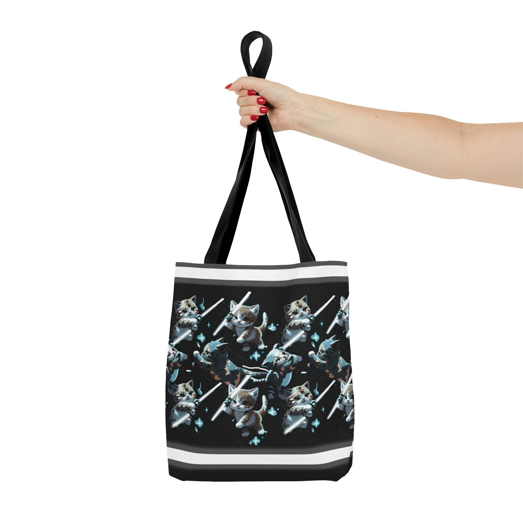 Kitten Wars Tote: Cute and Fierce Cats with Lightsabers - Swag Nuggets